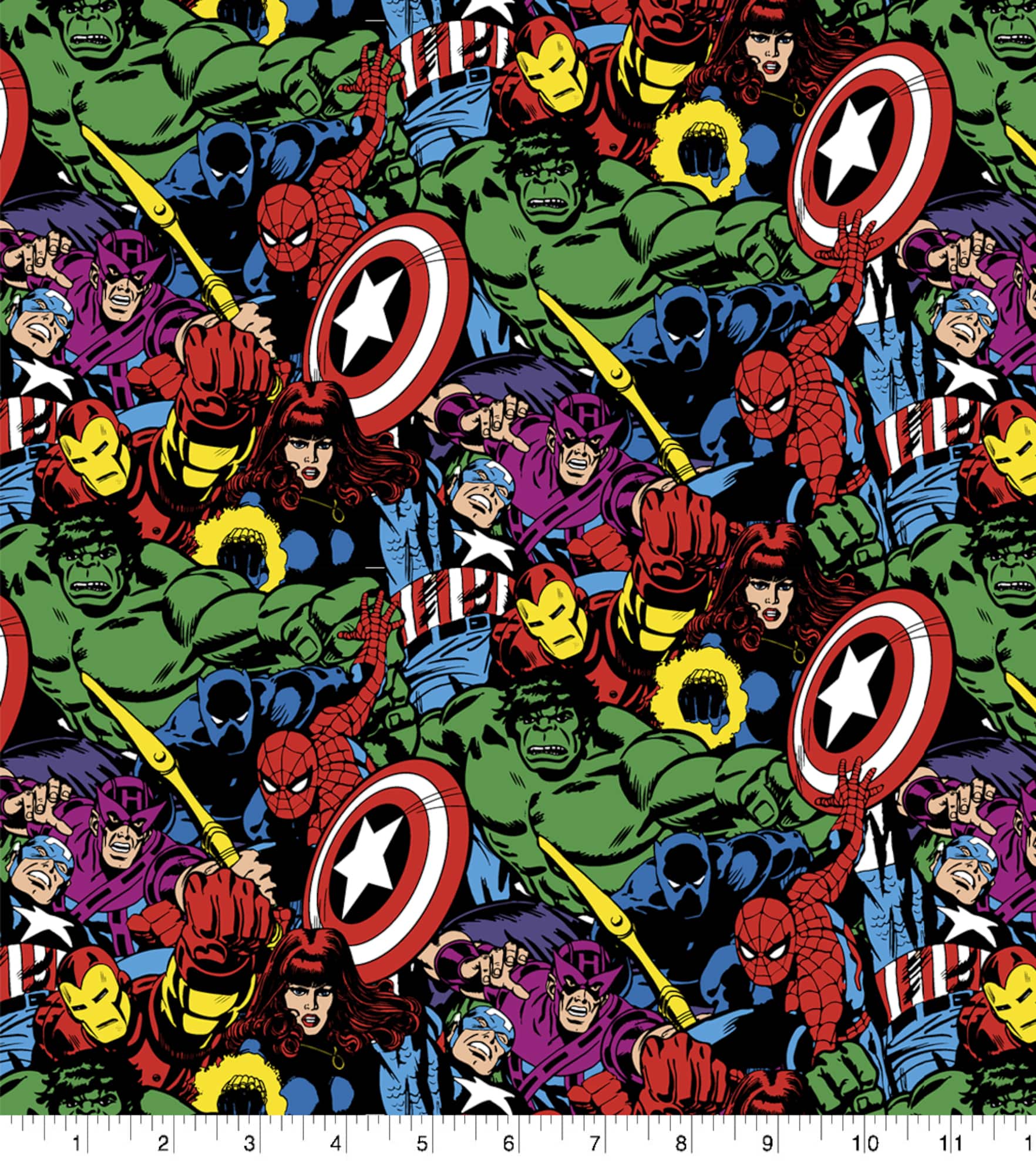 Marvel Retro Heroes Packed Cotton Fabric